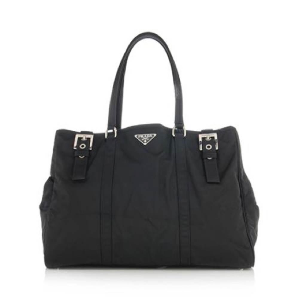 Vintage Prada nylon tote bag handbag with buckle details